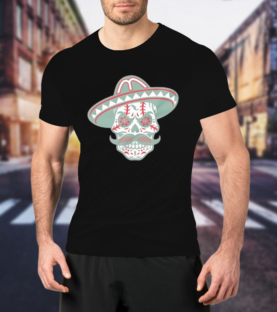 Sugar Skull Sombrero Baseball Team Mexico Nacho Alvarez Jr T-Shirt