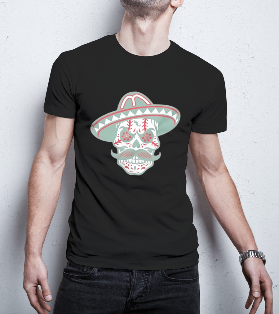 Sugar Skull Sombrero Baseball Team Mexico Nacho Alvarez Jr T-Shirt