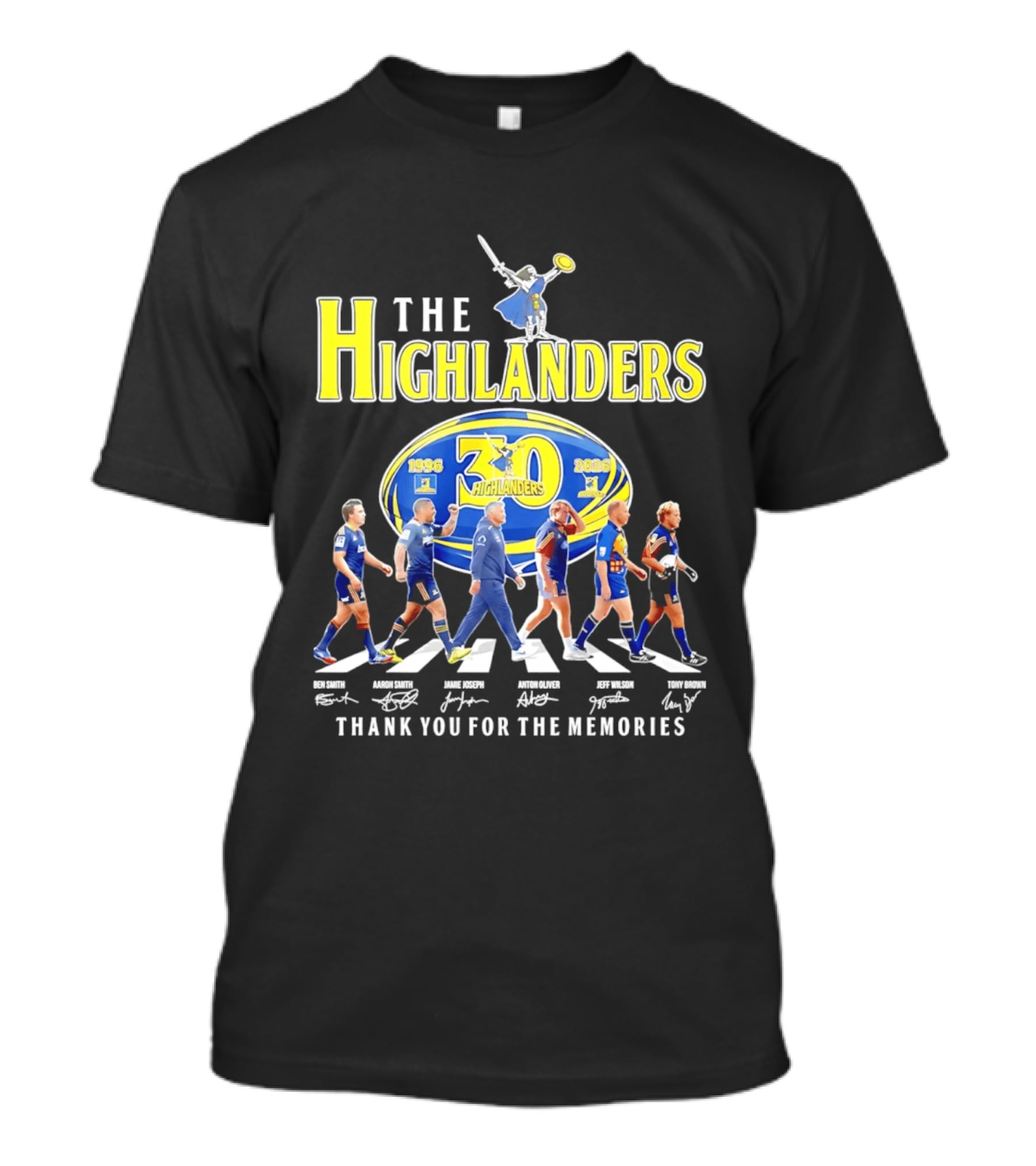 The Highlanders 30th Anniversary 1996 2026 Thank You For The Memories Rugby Players And Swordman Abbey Road T-Shirt