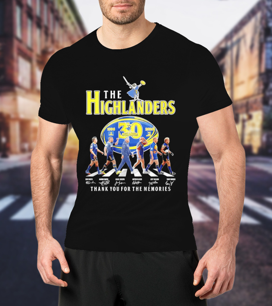 The Highlanders 30th Anniversary 1996 2026 Thank You For The Memories Rugby Players And Swordman Abbey Road T-Shirt