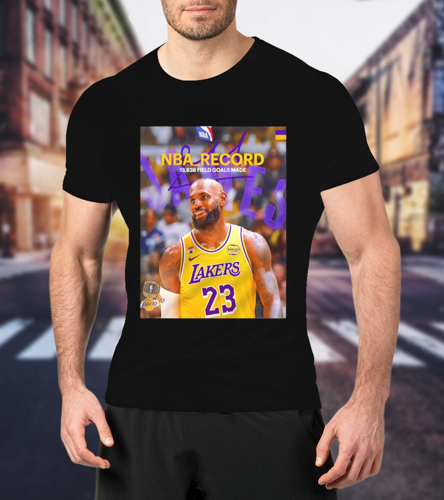 NBA Record LeBron James 15838 Field Goals Made Lakers 23 T-Shirt