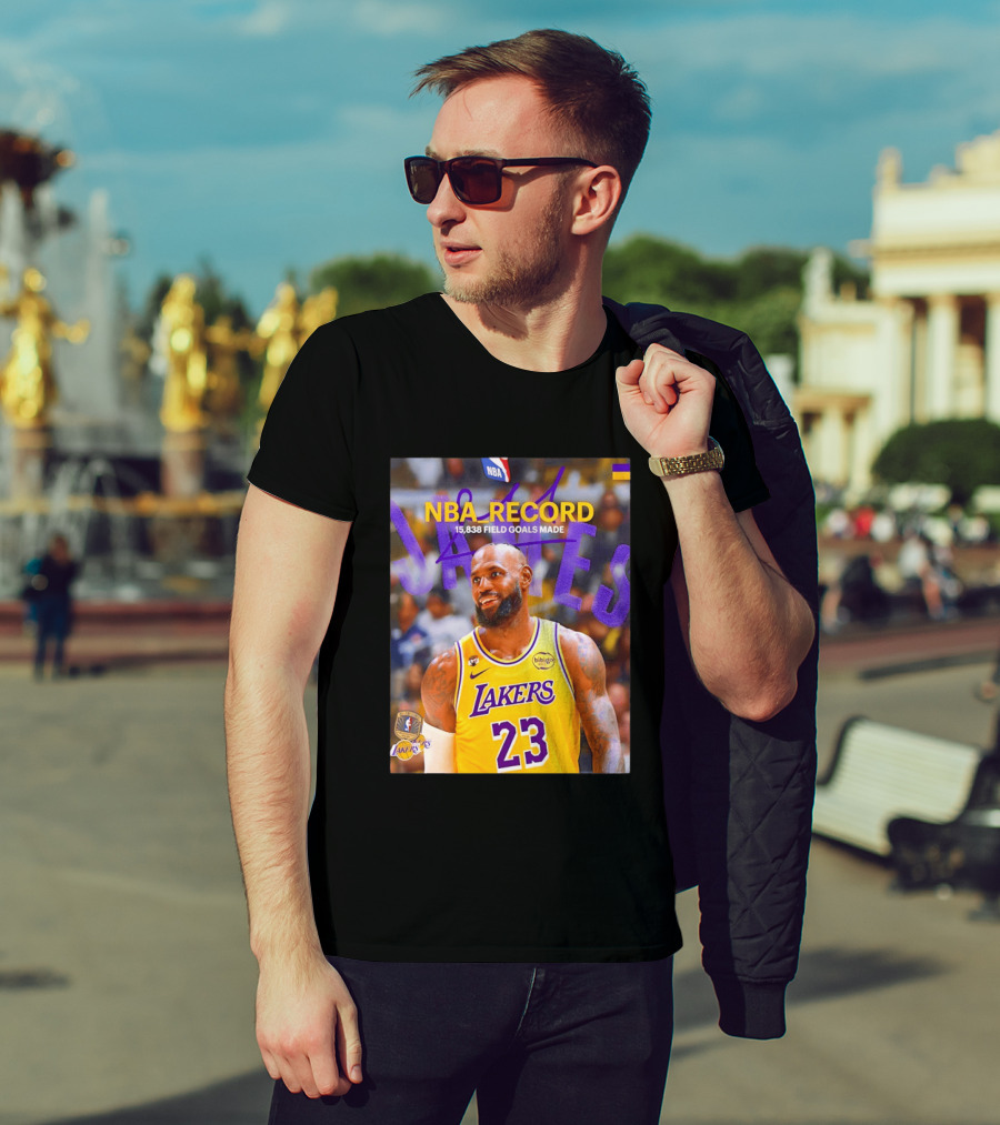NBA Record LeBron James 15838 Field Goals Made Lakers 23 T-Shirt