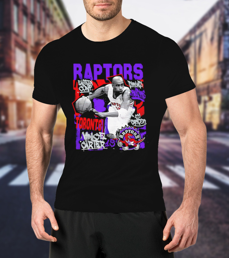 Toronto Raptors Vince Carter Chalked Up Player 15 Paint T-Shirt
