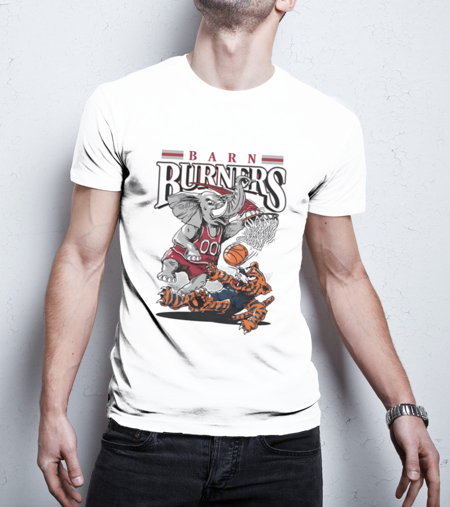 Barn Burners Alabama Crimson Tide Vs Auburn Tigers Basketball Showdown T-Shirt