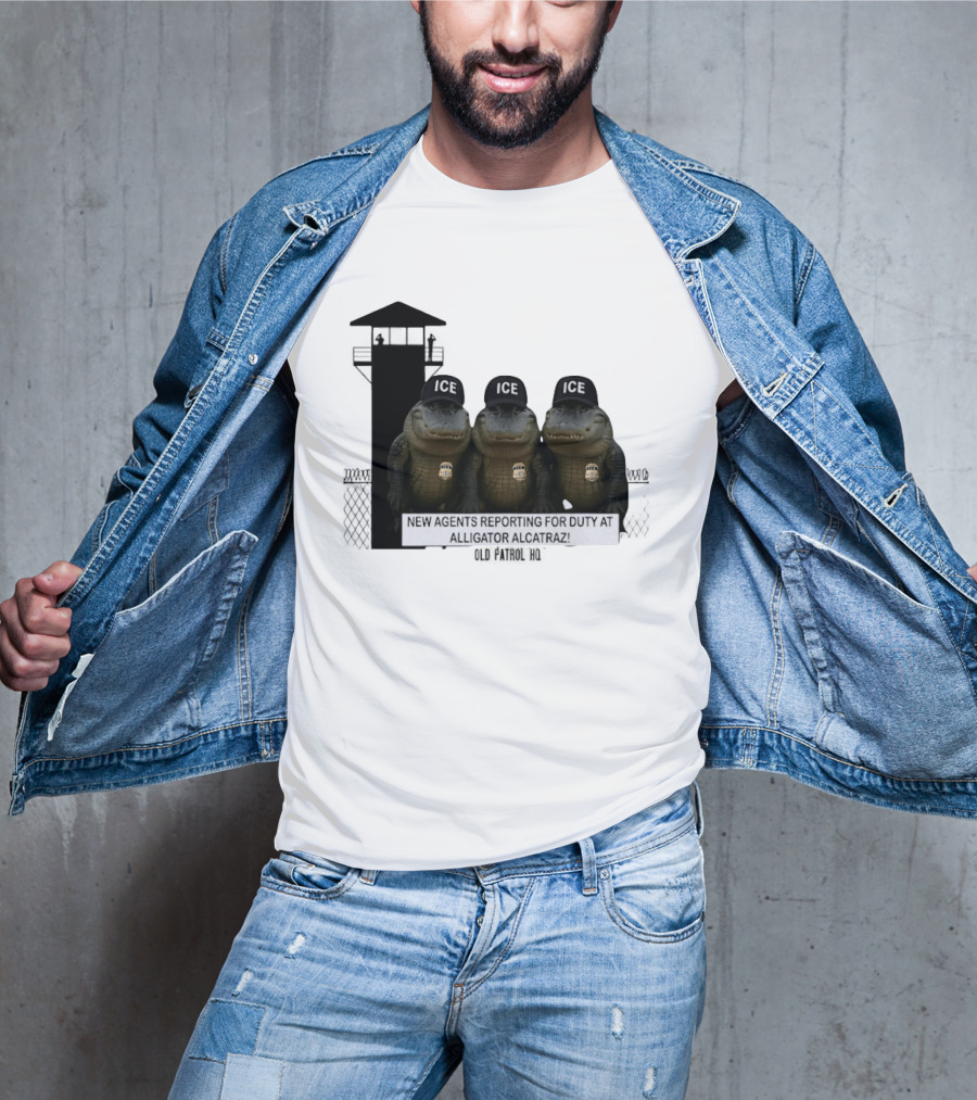 Alligator Alcatraz ICE Agents Guarding Prison Tower Scene T-Shirt