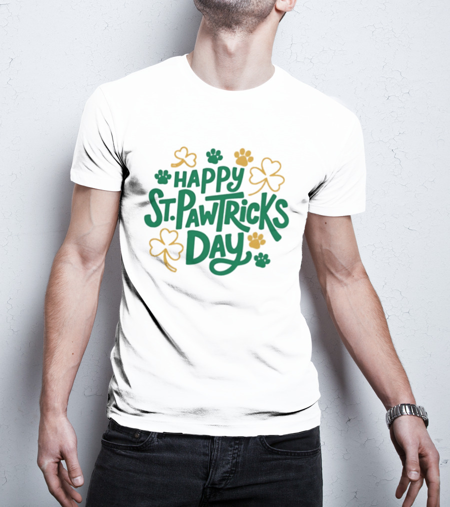 Happy St Pawtrick's Day Shamrock Dog Celebration T-Shirt