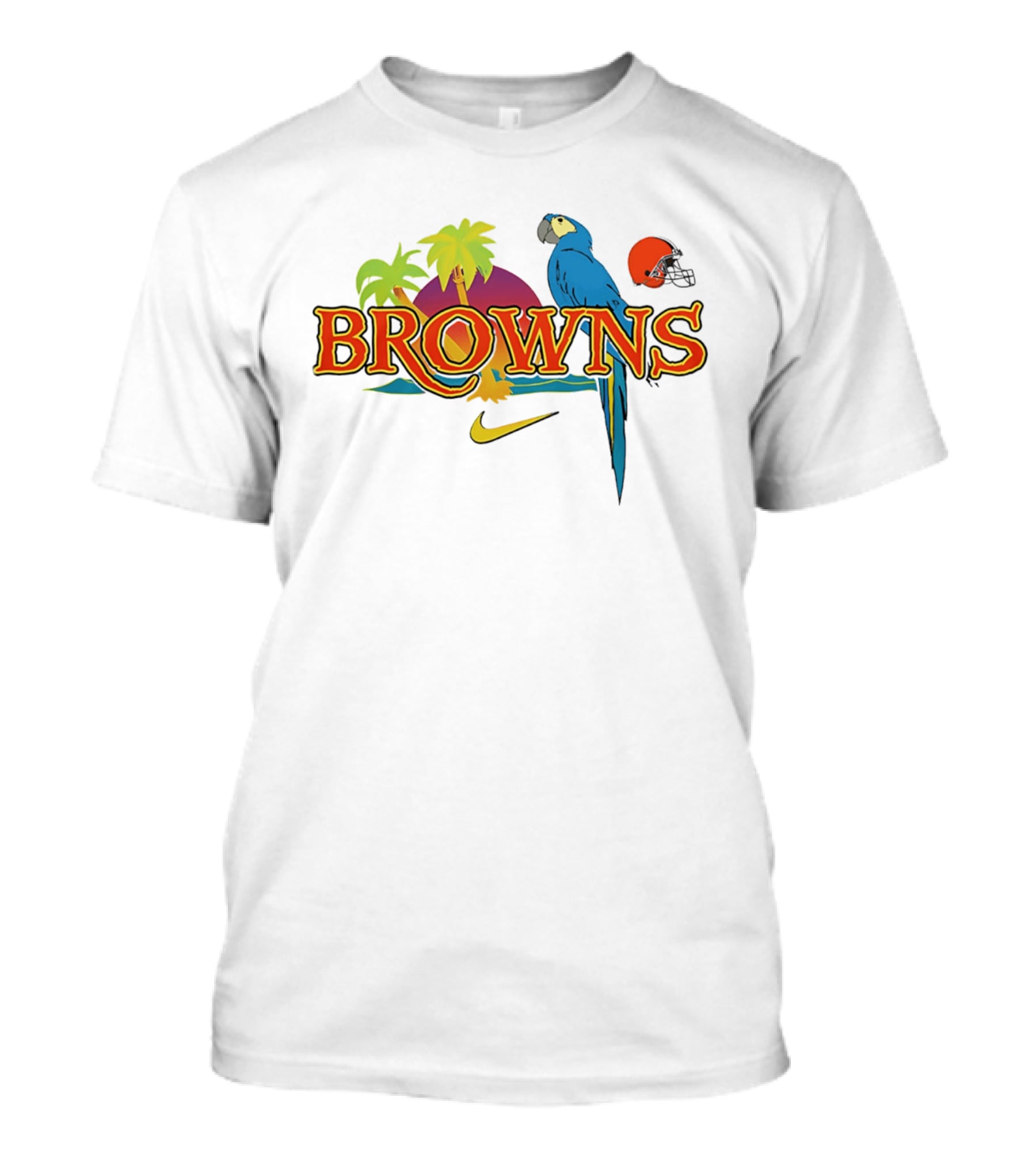 Browns Tropical Parrot Nike Cleveland Football Helmet T-Shirt
