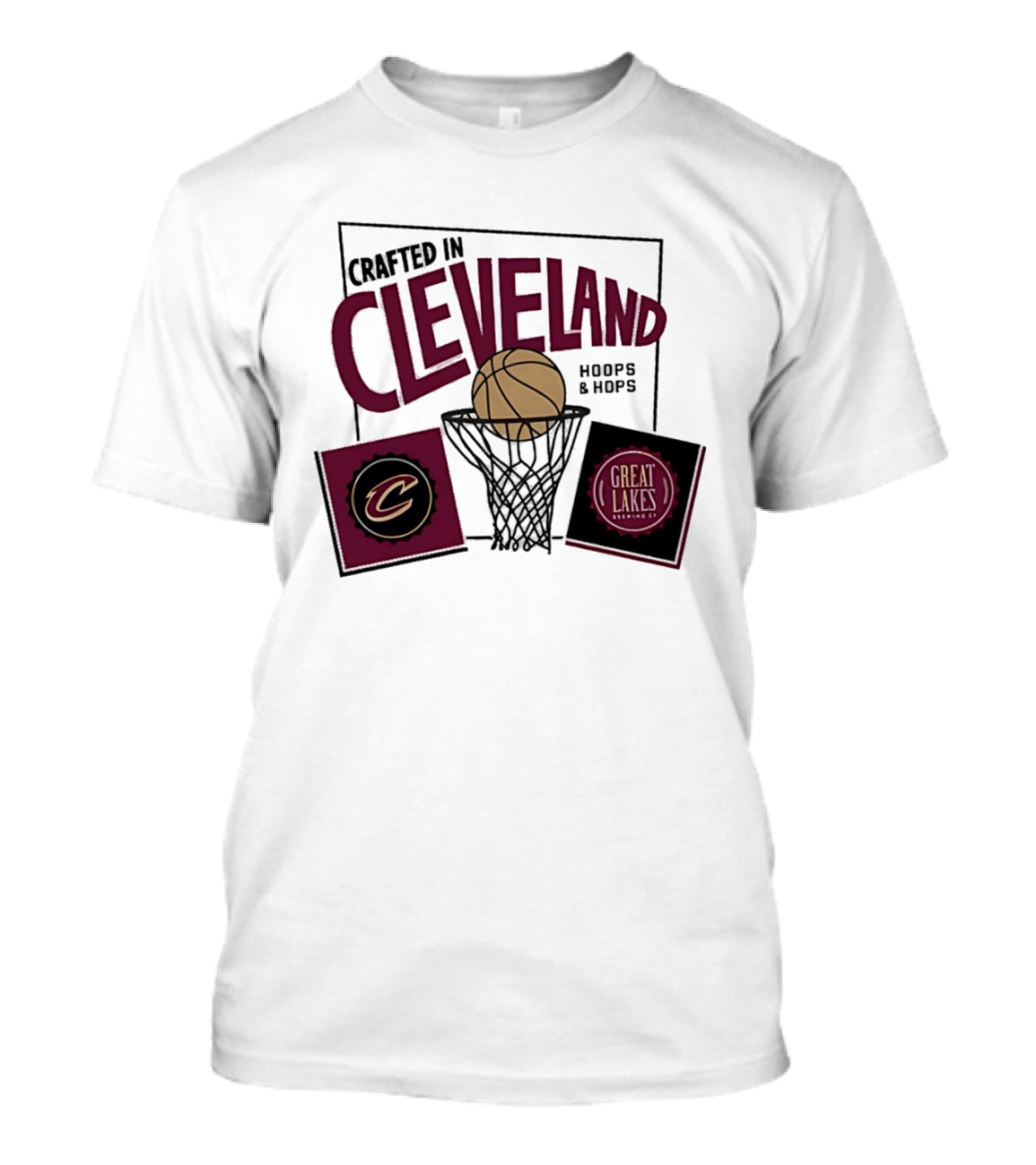 Crafted In Cleveland Hoops And Hops Cavaliers Great Lakes Brewing Co T-Shirt