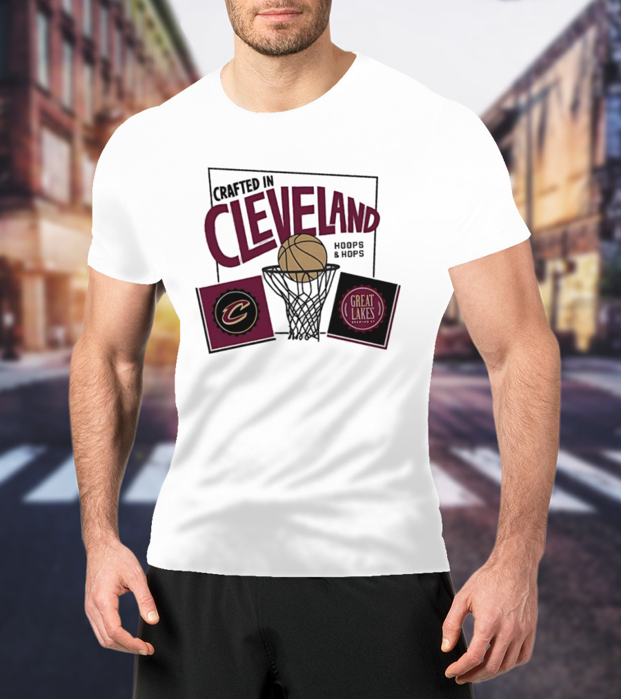 Crafted In Cleveland Hoops And Hops Cavaliers Great Lakes Brewing Co T-Shirt