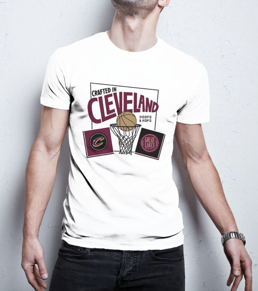 Crafted In Cleveland Hoops And Hops Cavaliers Great Lakes Brewing Co T-Shirt