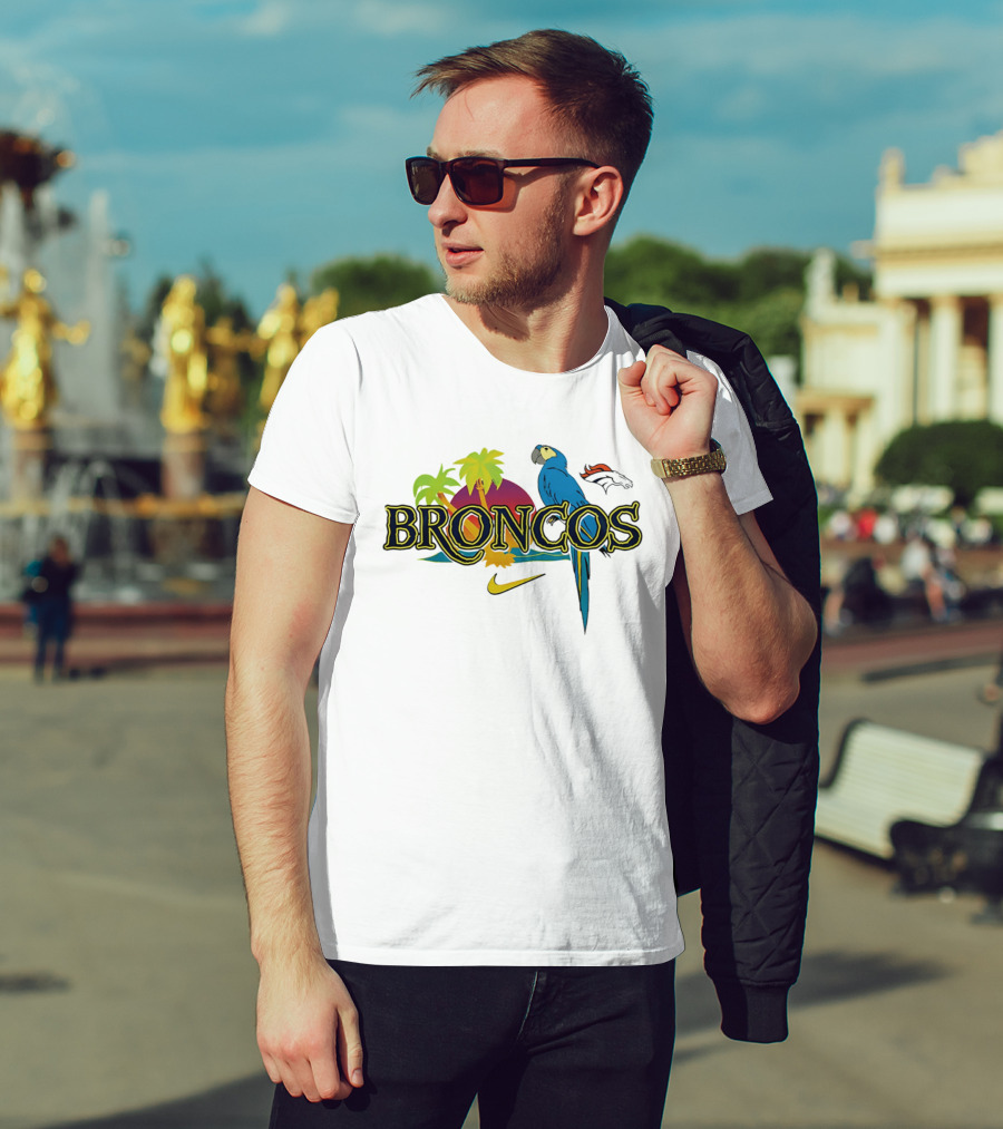 Denver Broncos Parrot Nike Tropical Vibes It's 5 O' Somewhere T-Shirt