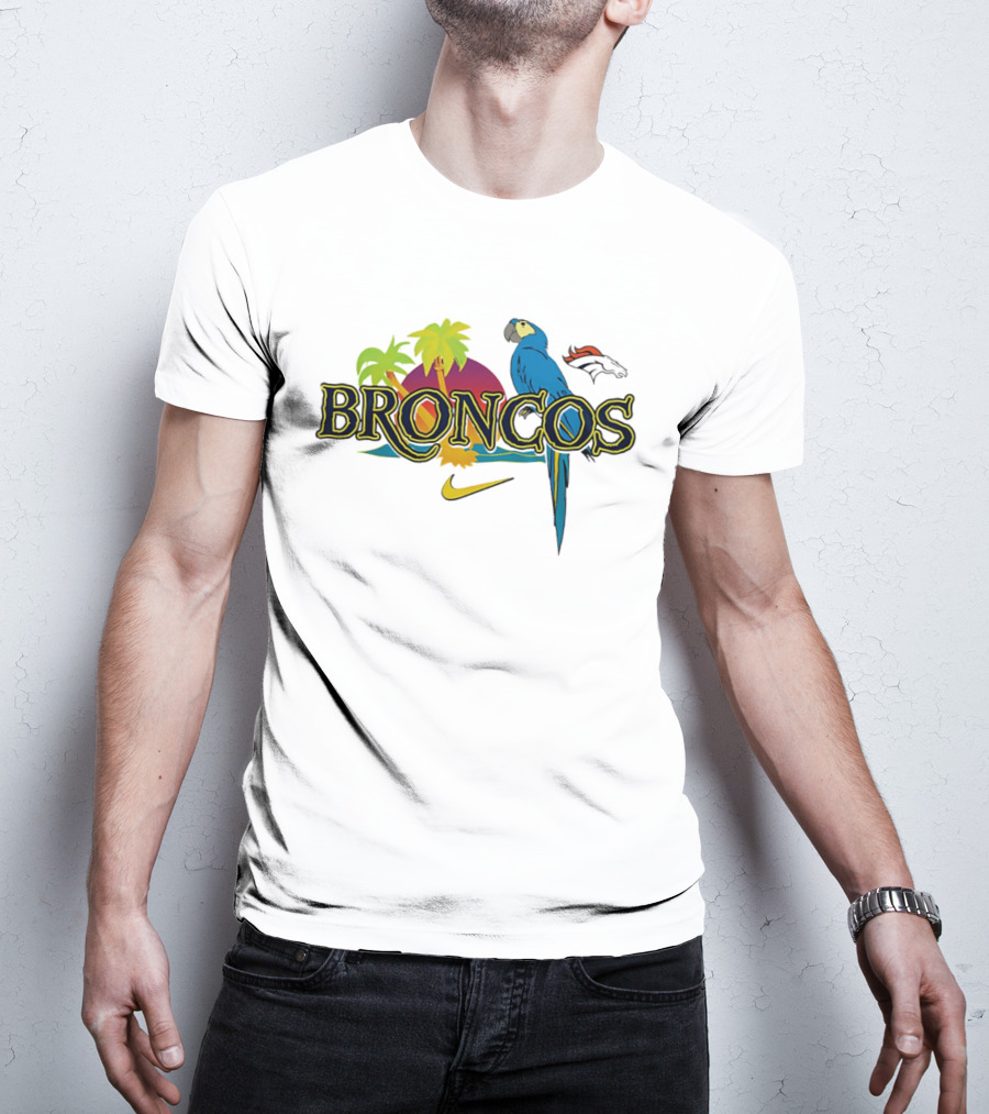 Denver Broncos Parrot Nike Tropical Vibes It's 5 O' Somewhere T-Shirt