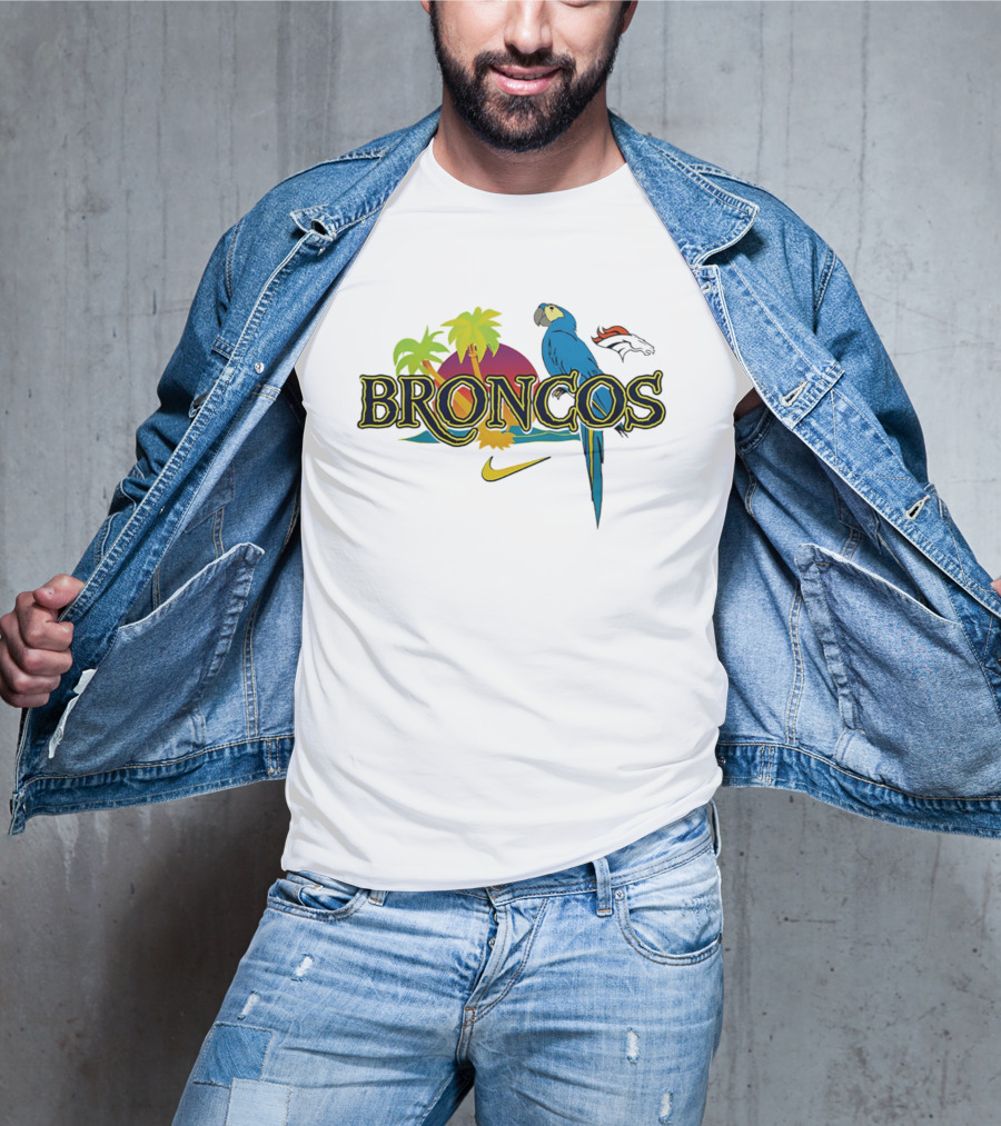 Denver Broncos Parrot Nike Tropical Vibes It's 5 O' Somewhere T-Shirt