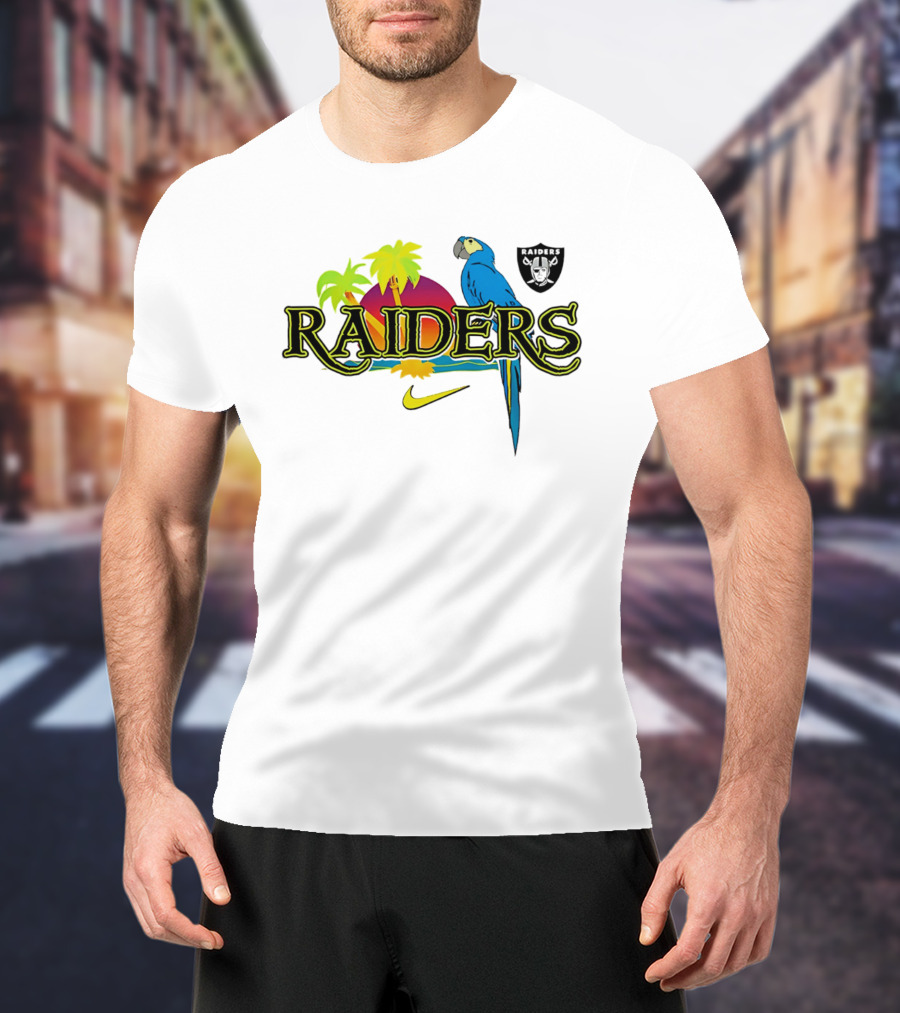 Las Vegas Raiders Tropics And Parrot It's 5 O' Somewhere Nike T-Shirt