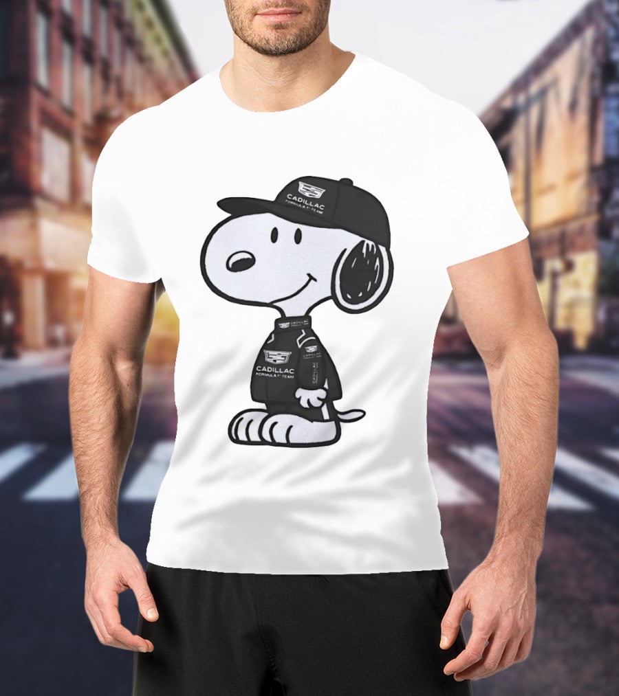 Peanuts Snoopy Cadillac Formula 1 Team Racing Outfit T-Shirt