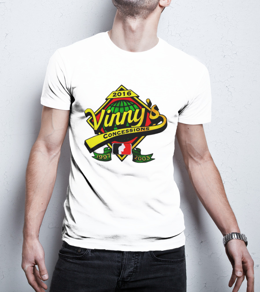 Vinny's Concessions 1997 2003 2016 Globe Ribbon T-Shirt