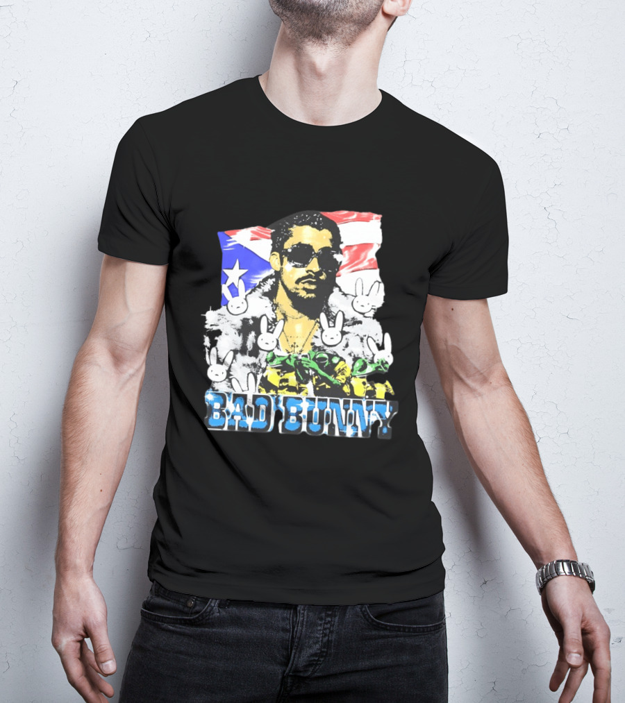 Bad Bunny Puerto Rican Flag Bunny Icon Latin Music T-Shirt