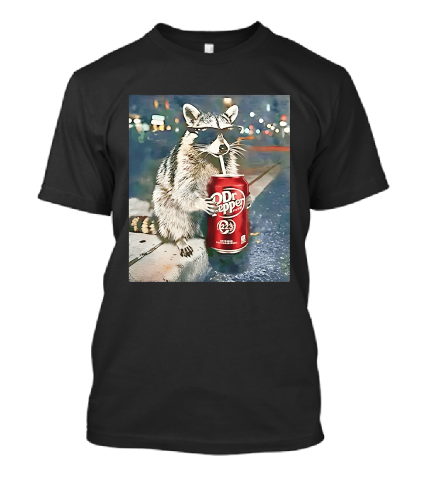 Raccoon Drinking Dr Pepper Meme Funny Soda Animal T-Shirt