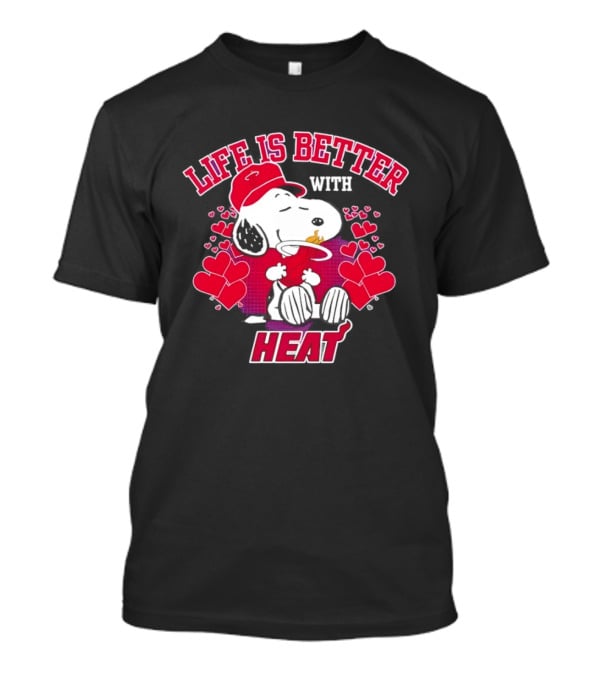 Life Is Better With Heat Snoopy Miami Heat Hearts T-Shirt