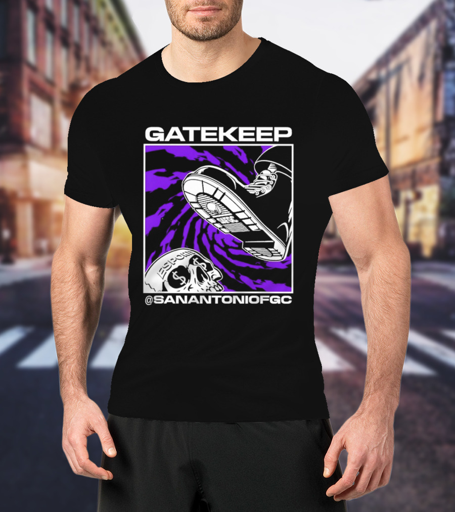 Gatekeep San Antonio Fighting Game Community Sneaker Skull T-Shirt