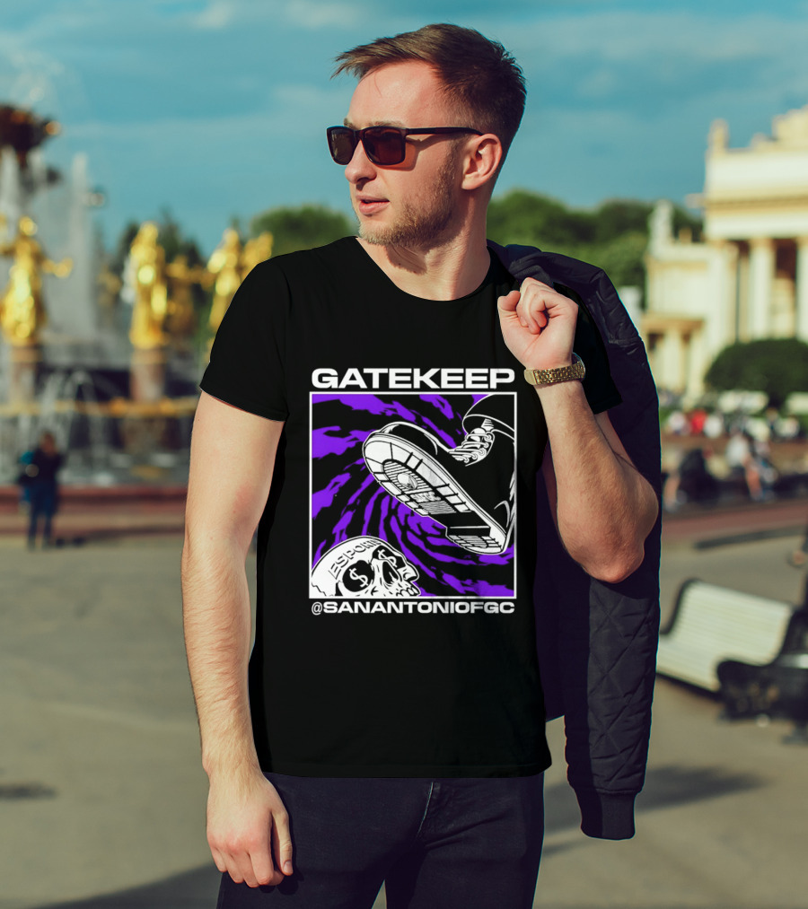 Gatekeep San Antonio Fighting Game Community Sneaker Skull T-Shirt