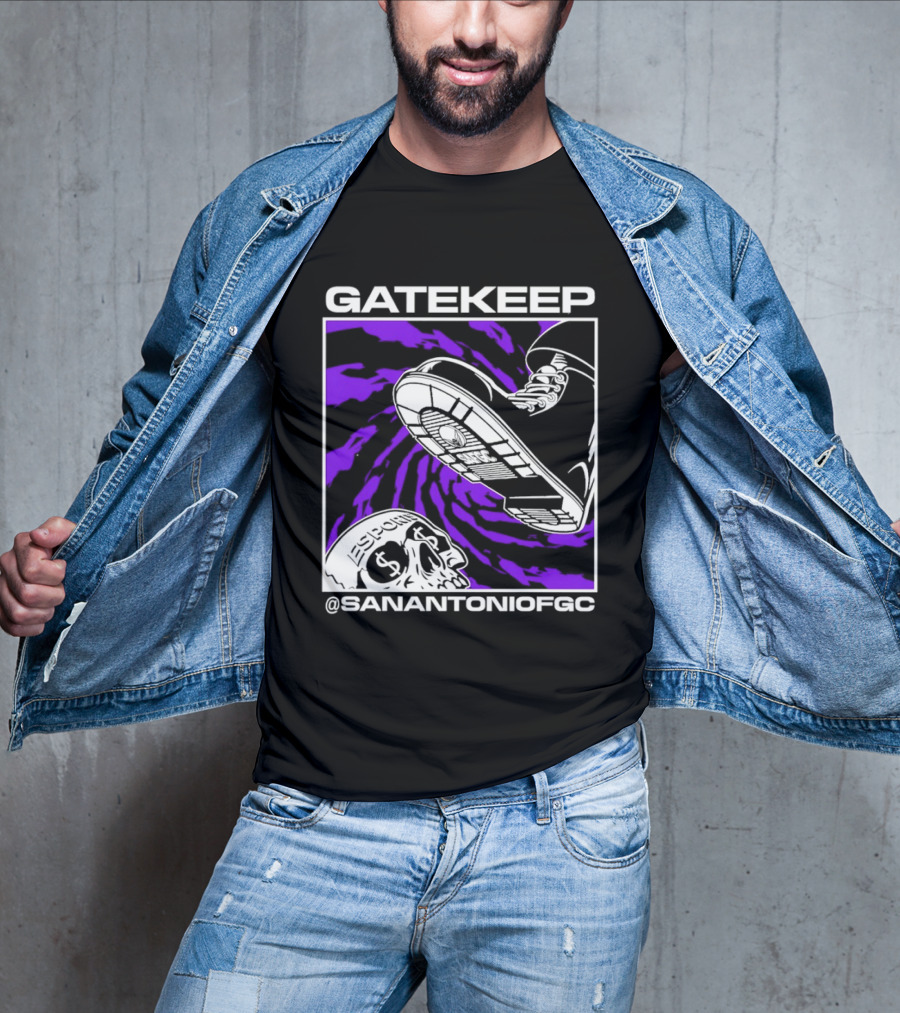 Gatekeep San Antonio Fighting Game Community Sneaker Skull T-Shirt
