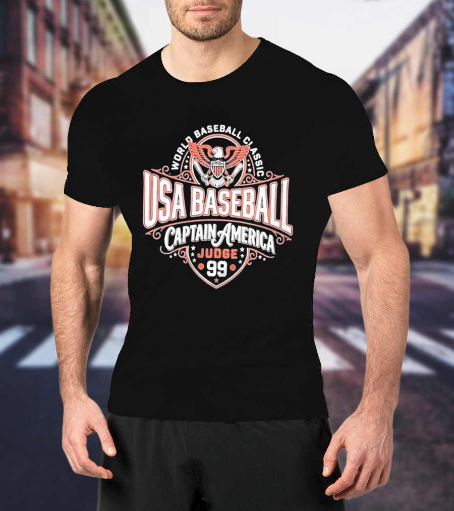 World Baseball Classic USA Baseball Captain America Judge 99 T-Shirt