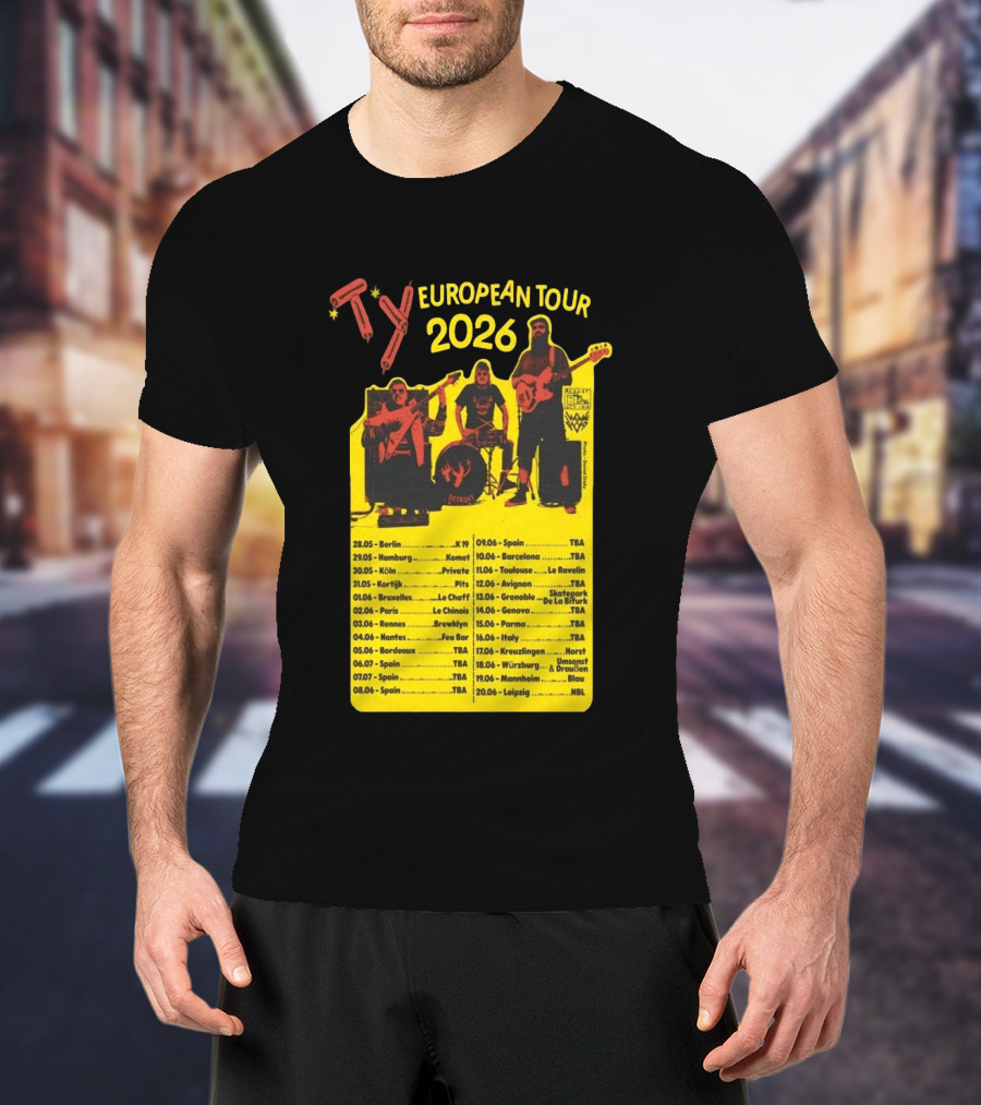TY European Tour 2026 Band Tour Dates T-Shirt