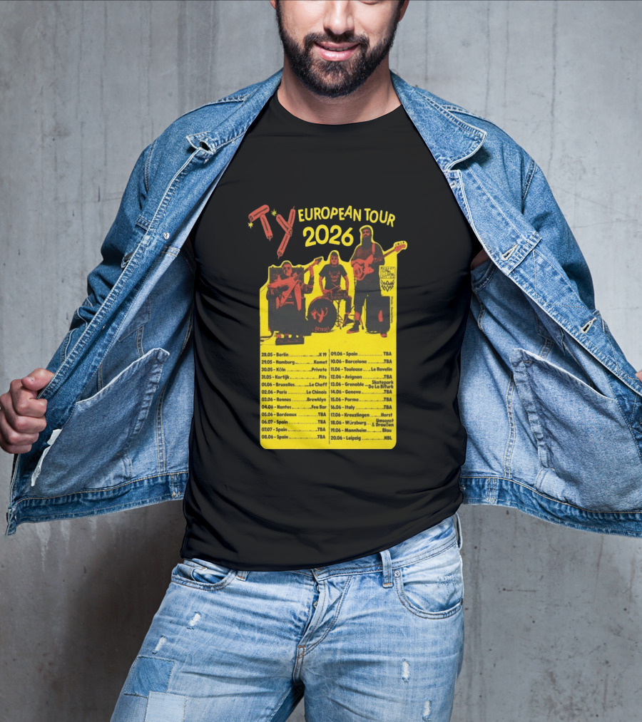 TY European Tour 2026 Band Tour Dates T-Shirt