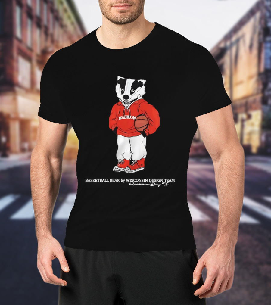 Madison Basketball Badger Wisconsin Team Bear T-Shirt