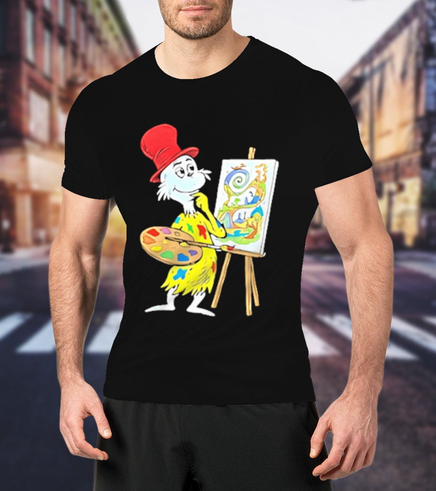 Sam I Am Red Hat Palette Painting Easel Whimsical Scene T-Shirt