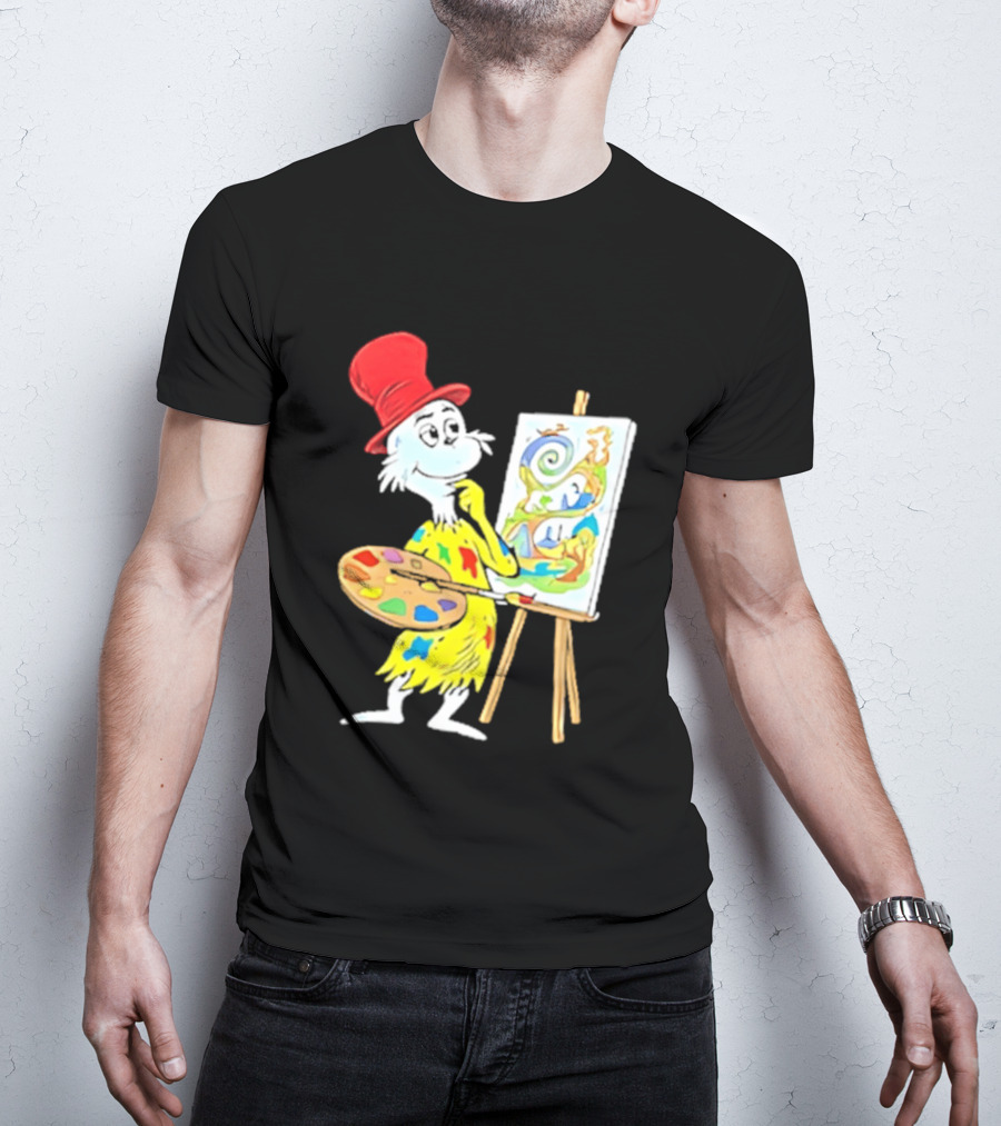 Sam I Am Red Hat Palette Painting Easel Whimsical Scene T-Shirt