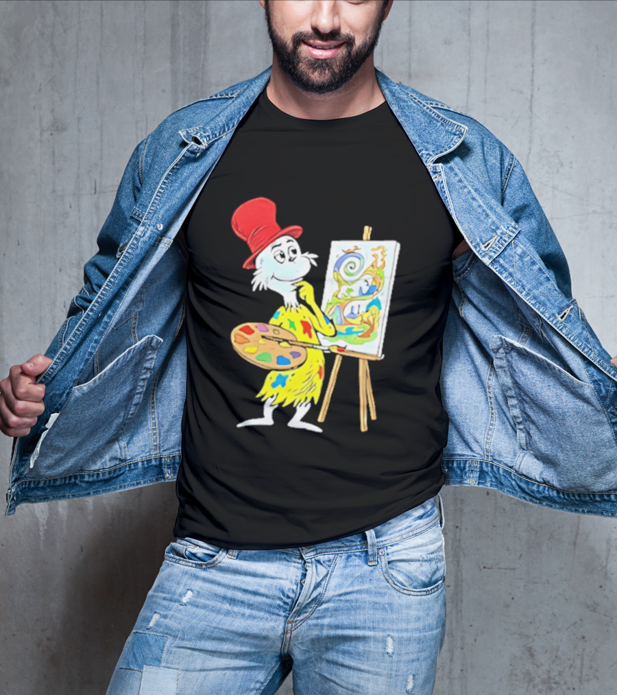 Sam I Am Red Hat Palette Painting Easel Whimsical Scene T-Shirt