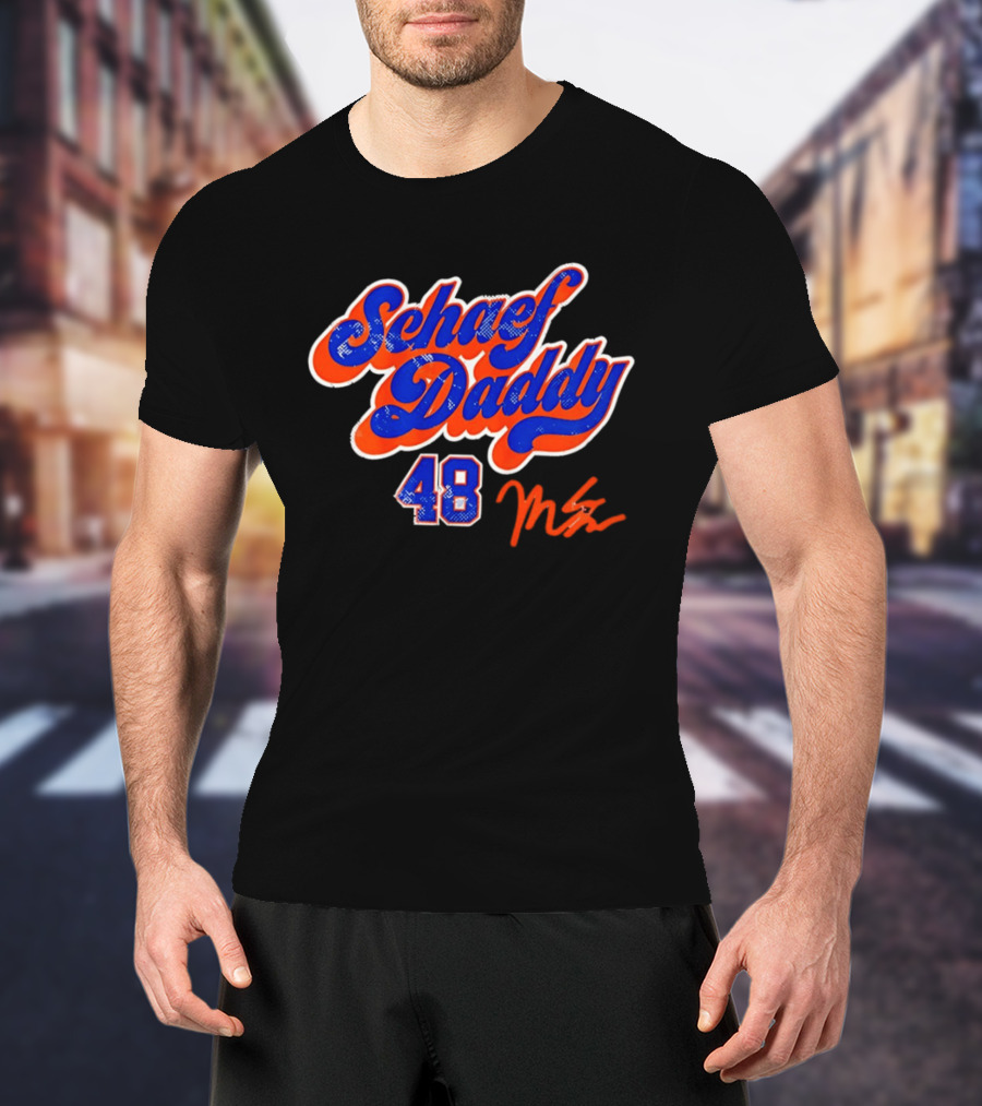 Schaef Daddy 48 Blue Orange Script Signature T-Shirt