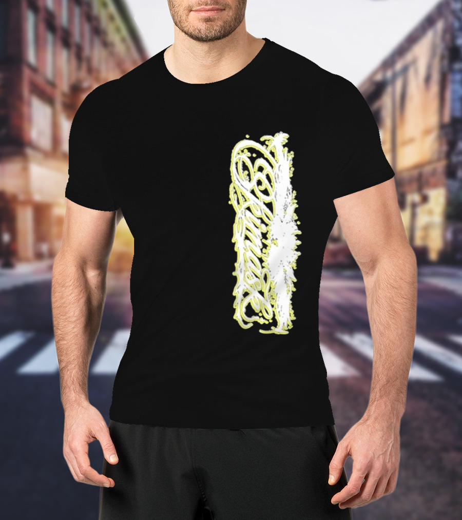 Ski Mask Script Neon Yellow Graffiti Style Vertical T-Shirt