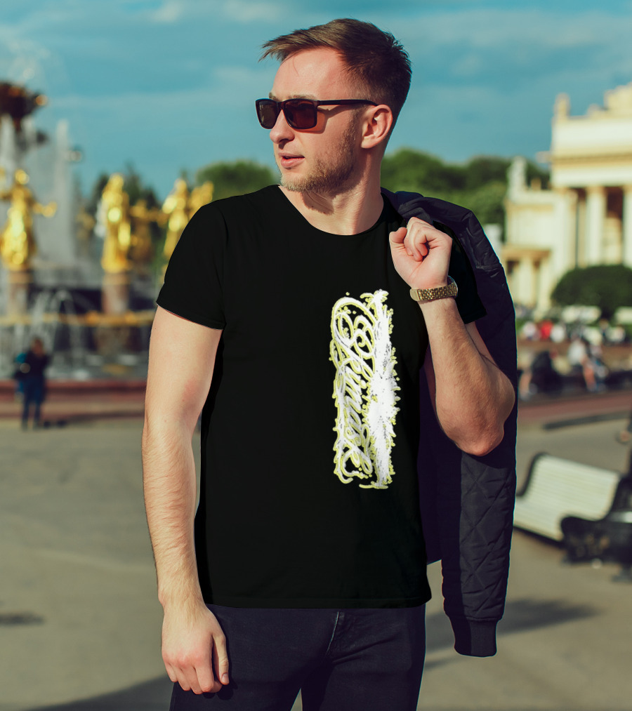 Ski Mask Script Neon Yellow Graffiti Style Vertical T-Shirt