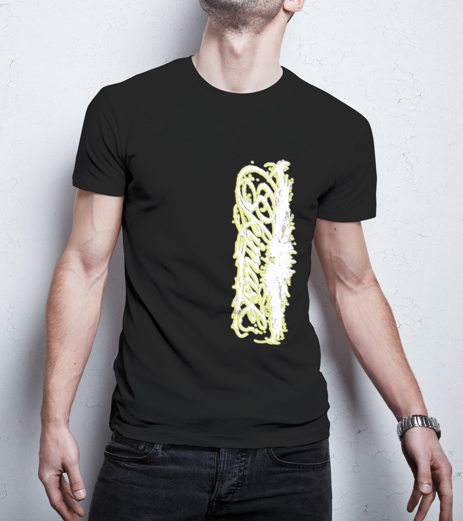 Ski Mask Script Neon Yellow Graffiti Style Vertical T-Shirt