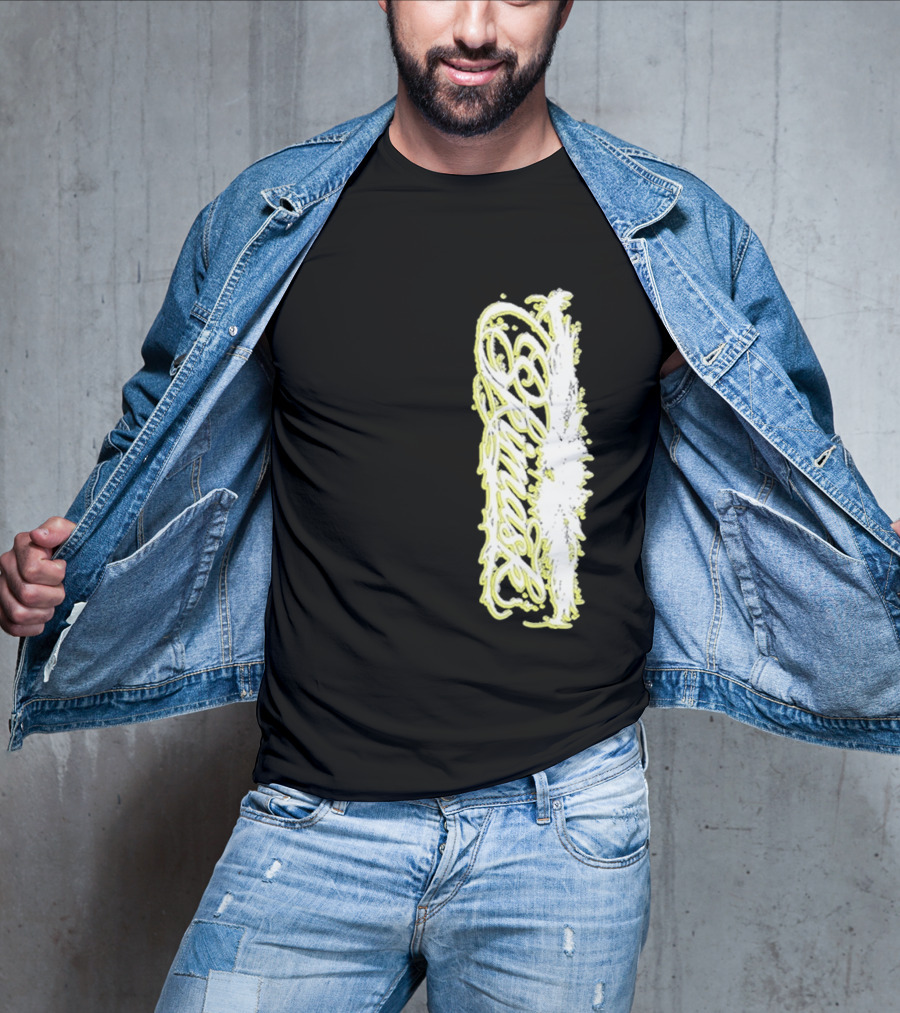 Ski Mask Script Neon Yellow Graffiti Style Vertical T-Shirt