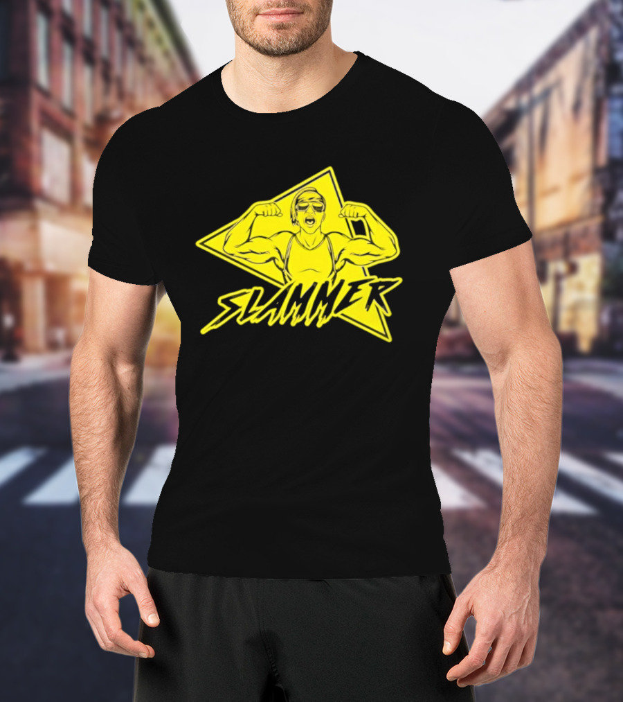 Slammer Muscle Man Headband Sunglasses Flexing Pose T-Shirt