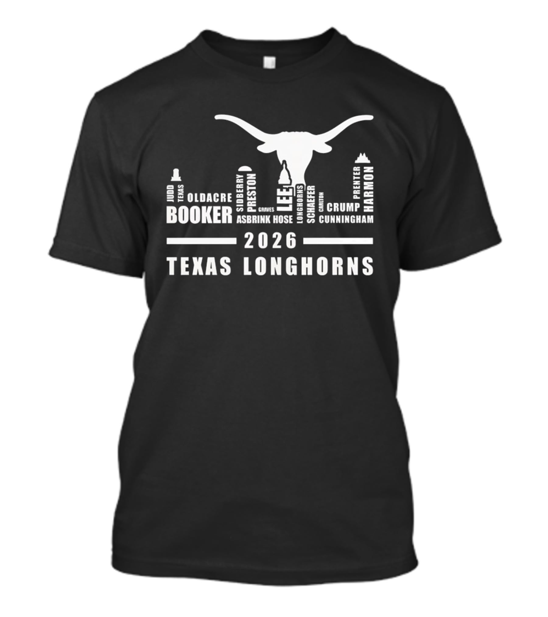 Texas Longhorns Skyline 2026 Booker Preston Lee Harmon T-Shirt