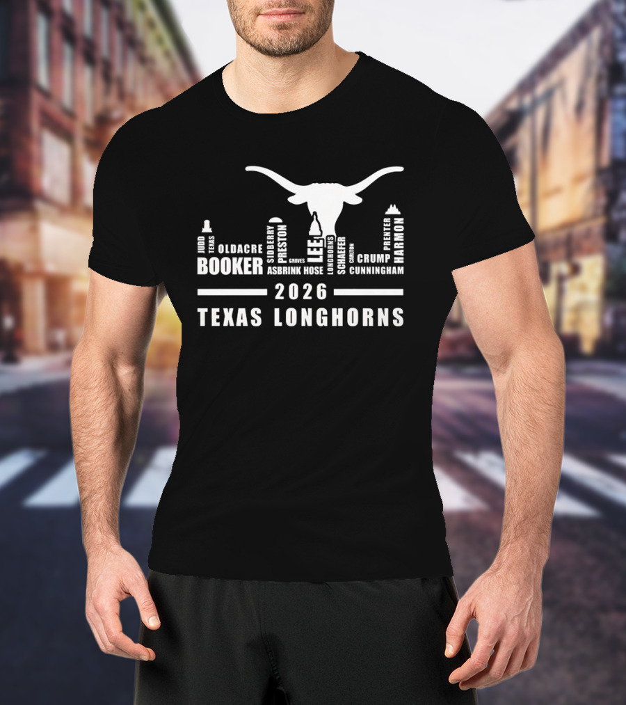 Texas Longhorns Skyline 2026 Booker Preston Lee Harmon T-Shirt