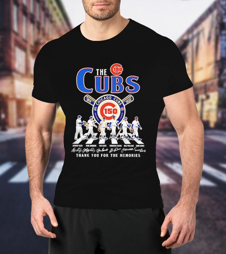 Chicago Cubs 150th Anniversary Thank You For The Memories Signatures T-Shirt