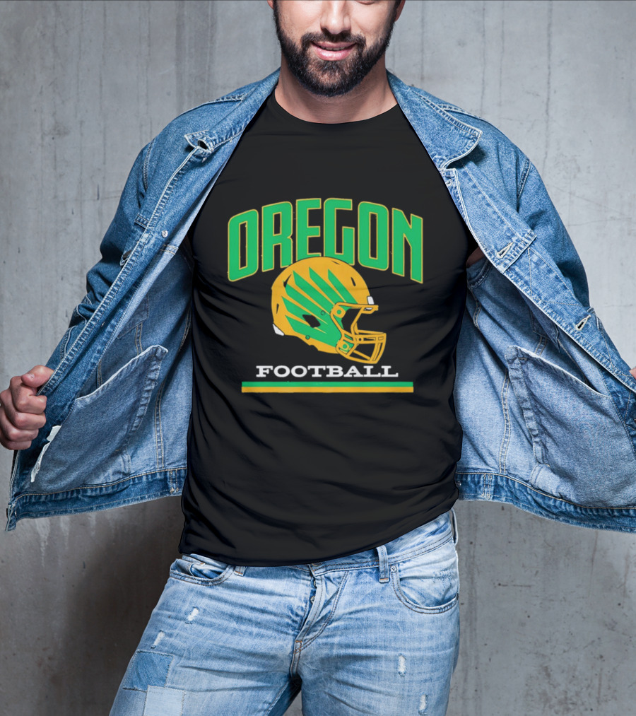 Oregon Football Green Yellow Helmet Iconic Team T-Shirt