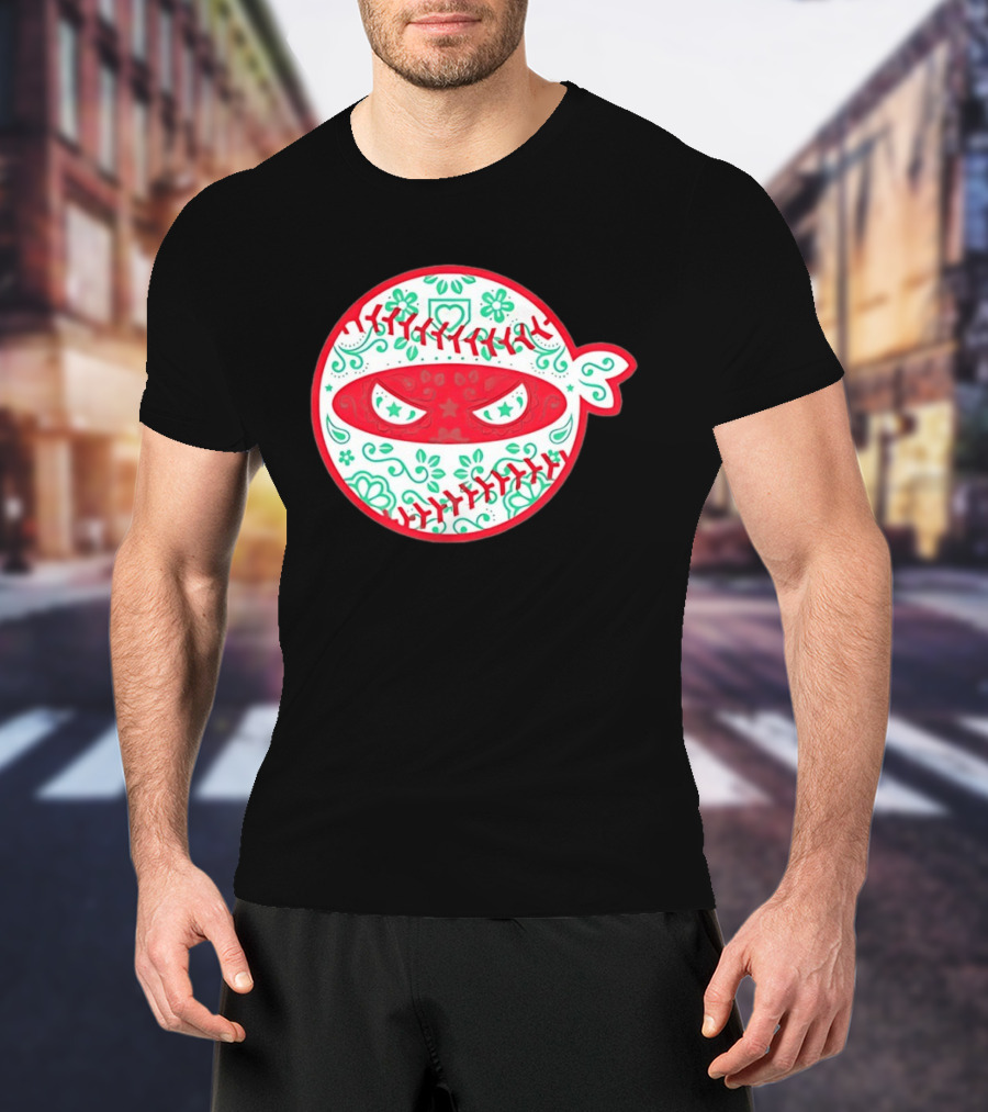 Pitching Ninja Mexico Baseball Dia De Los Muertos T-Shirt