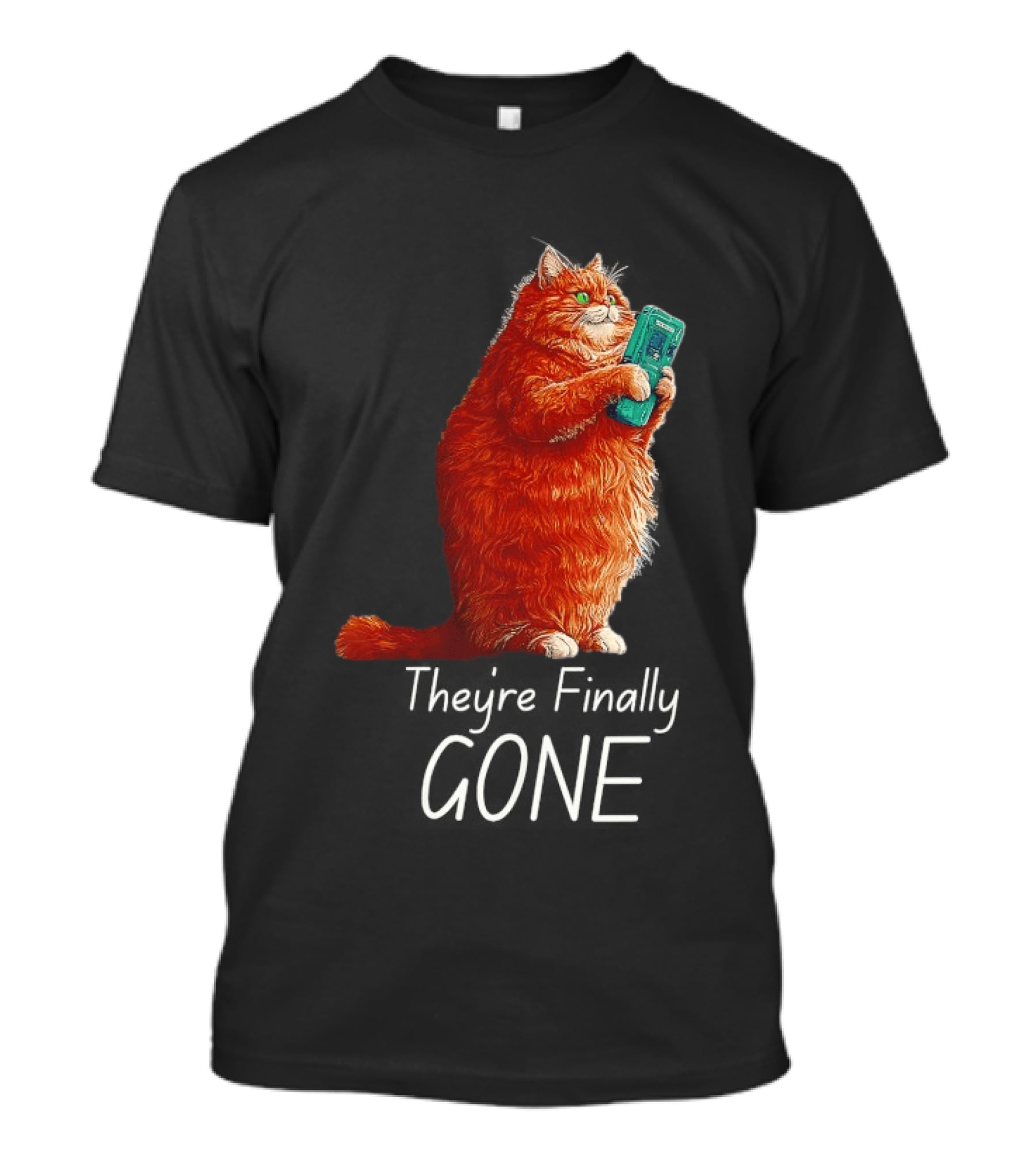Cat They're Finally Gone Retro Video Game Console T-Shirt