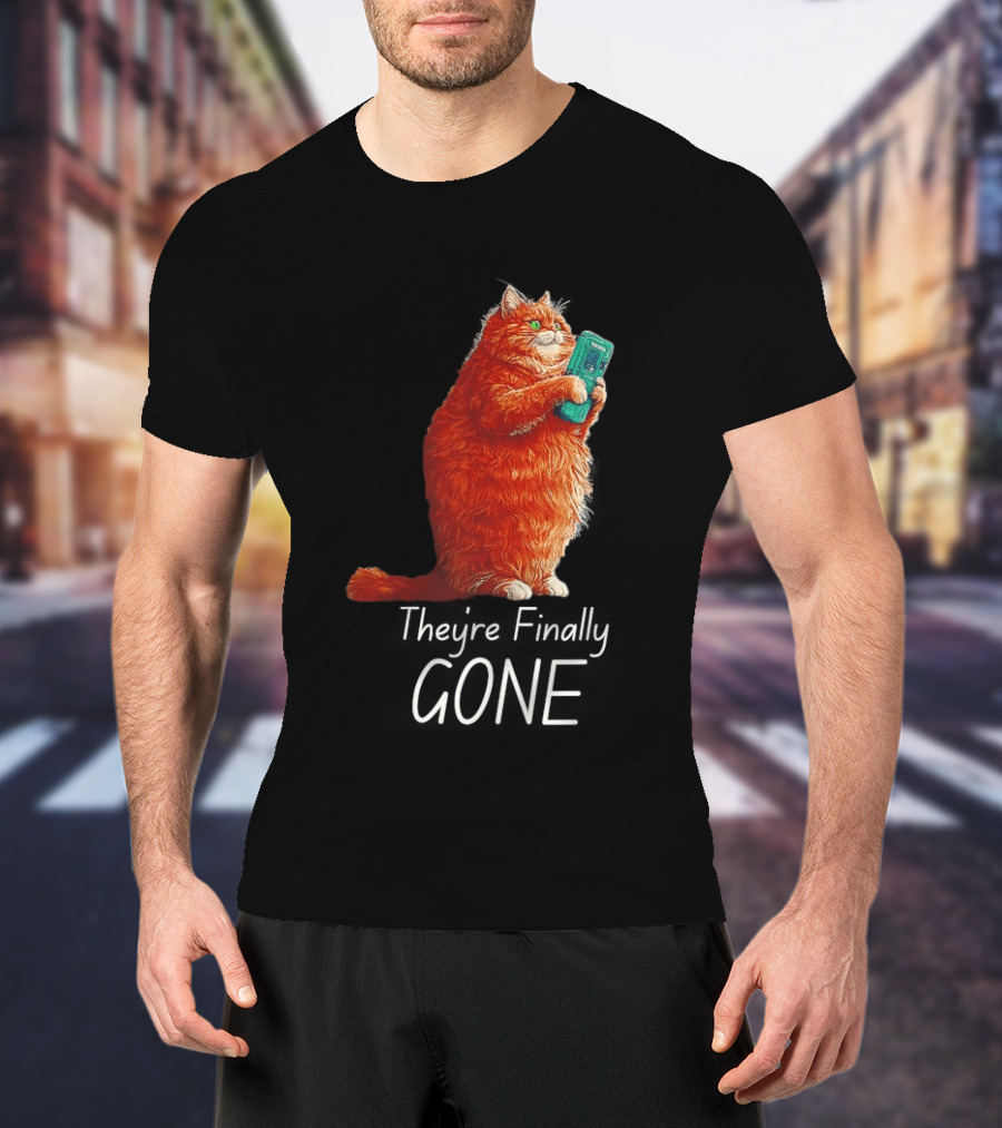 Cat They're Finally Gone Retro Video Game Console T-Shirt