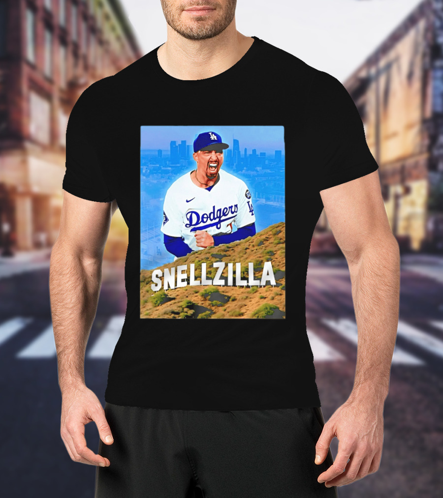 Blake Snell La Dodgers Snellzilla Los Angeles Skyline T-Shirt