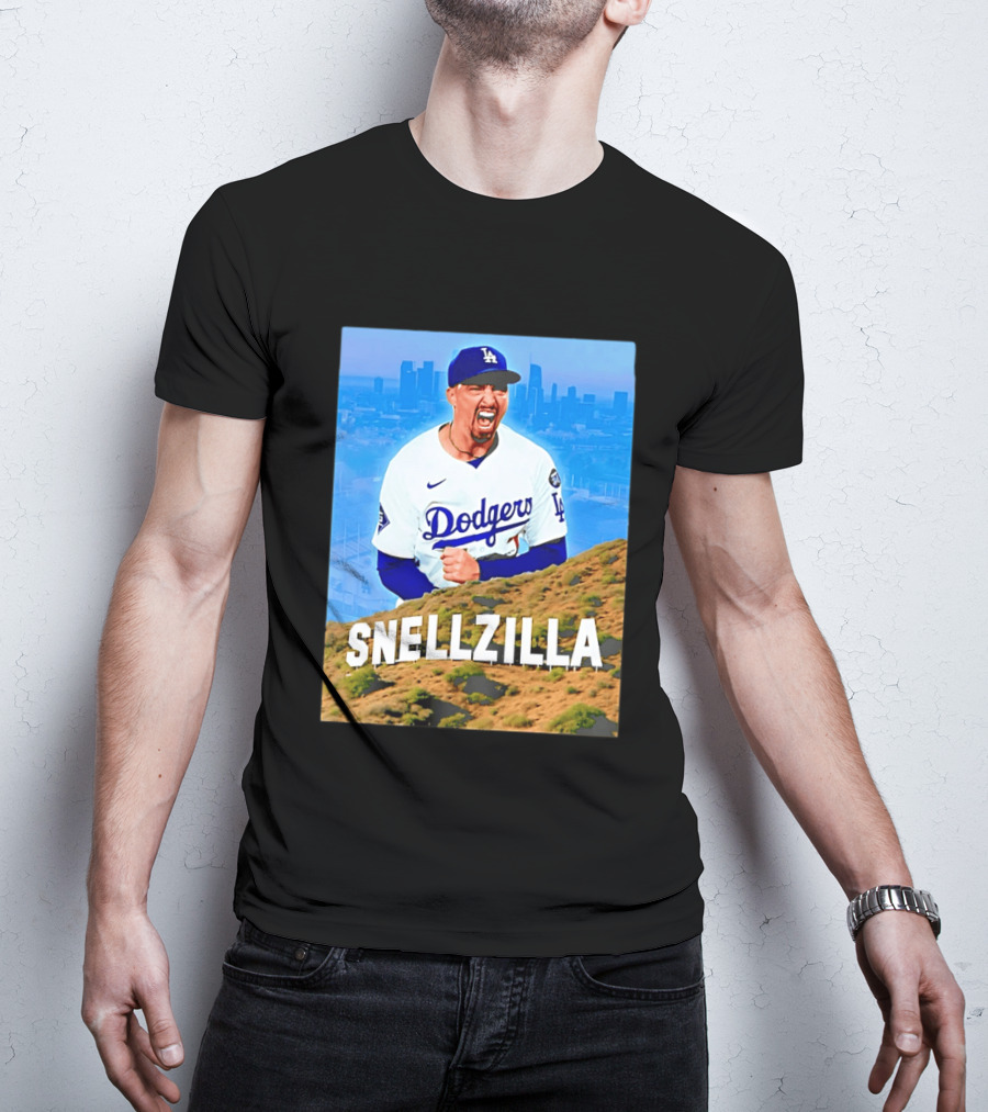 Blake Snell La Dodgers Snellzilla Los Angeles Skyline T-Shirt