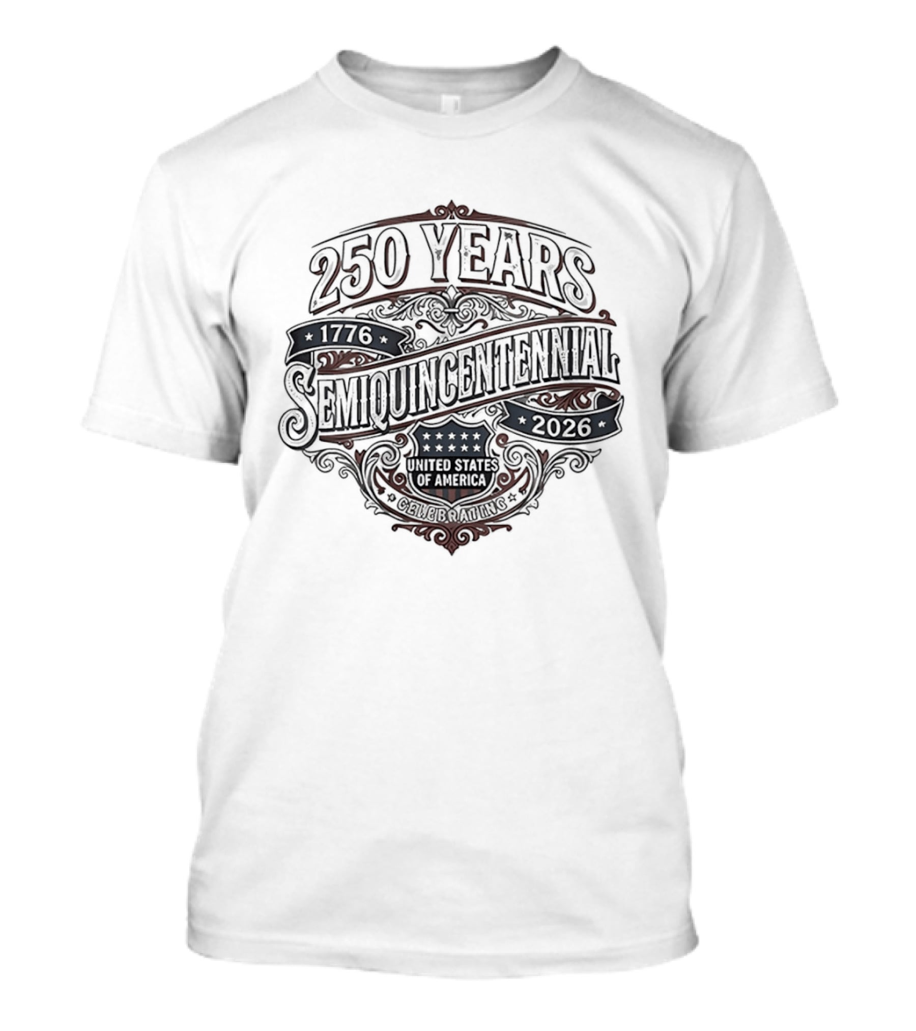 250 Years Semiquincentennial 1776 2026 United States Of America Vintage Banner Stars T-Shirt