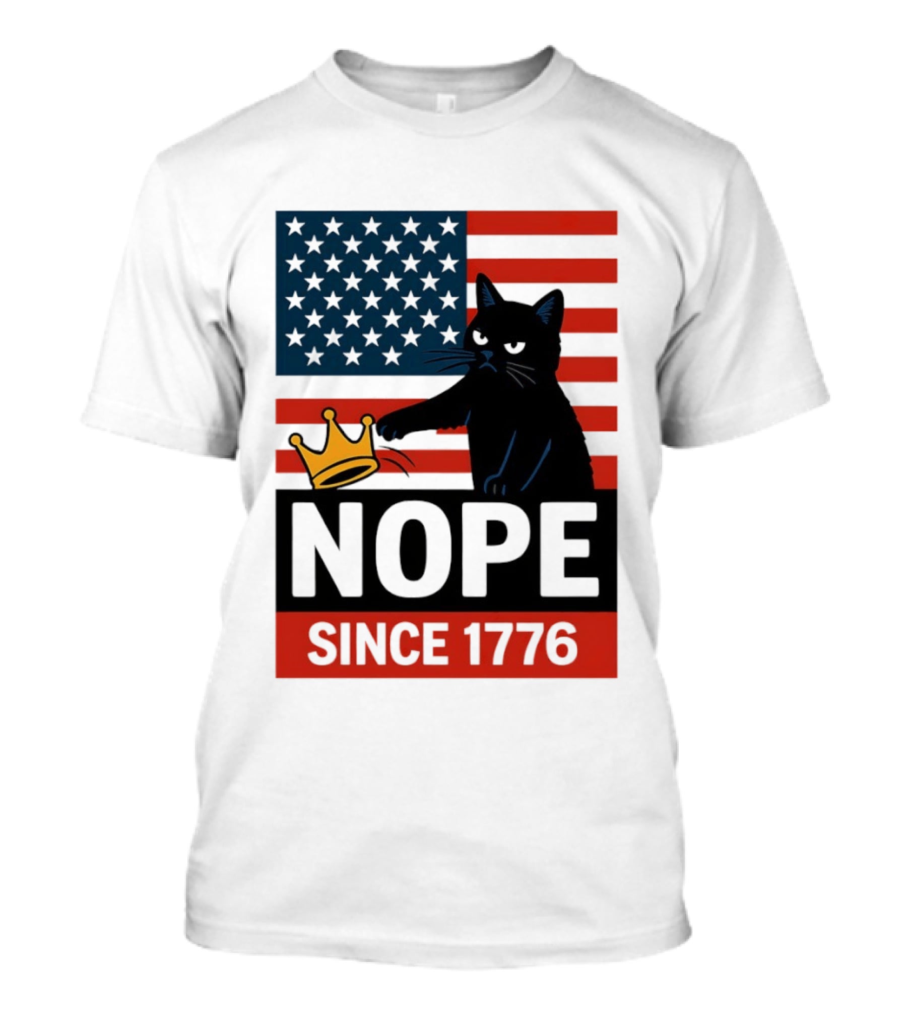 Nope Since 1776 Black Cat Anti MAGA Protest American Flag T-Shirt